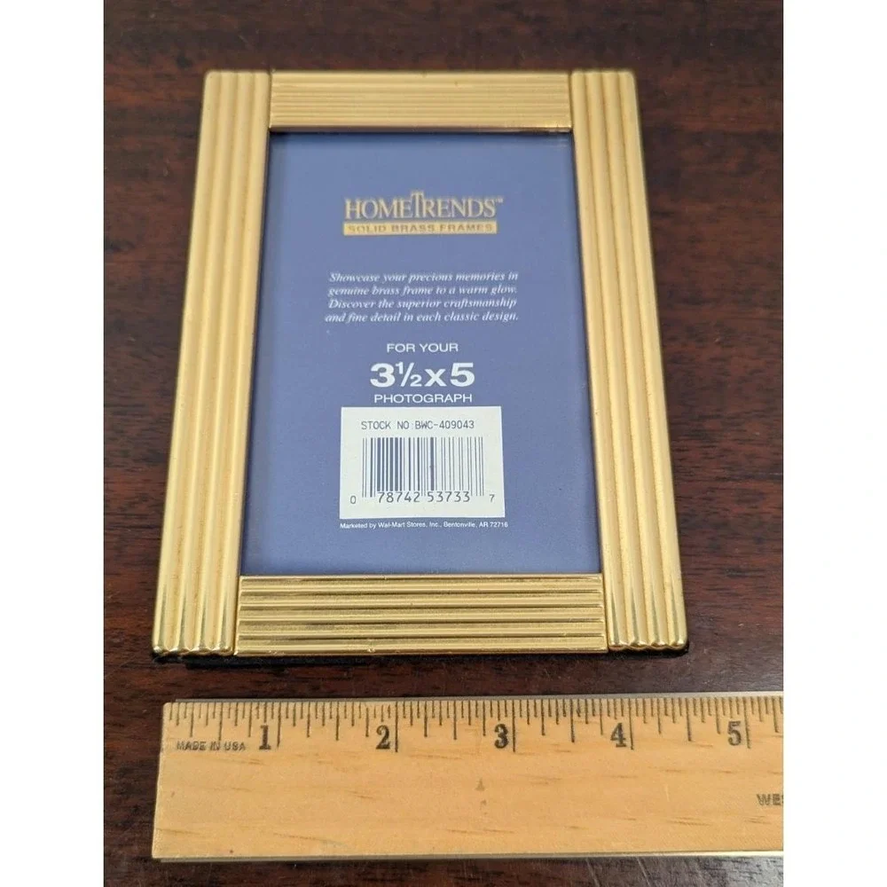 Solid Brass Photo Frames 5x7 & 3.5x5 Gold Tone Easel Tabletop Vintage Lot of 2